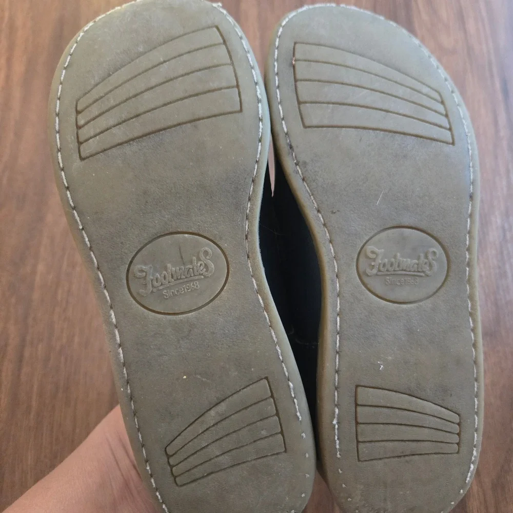 Footmates Girls Navy Blue Leather Scalloped Mary Jane Shoes Size 1Y Medium